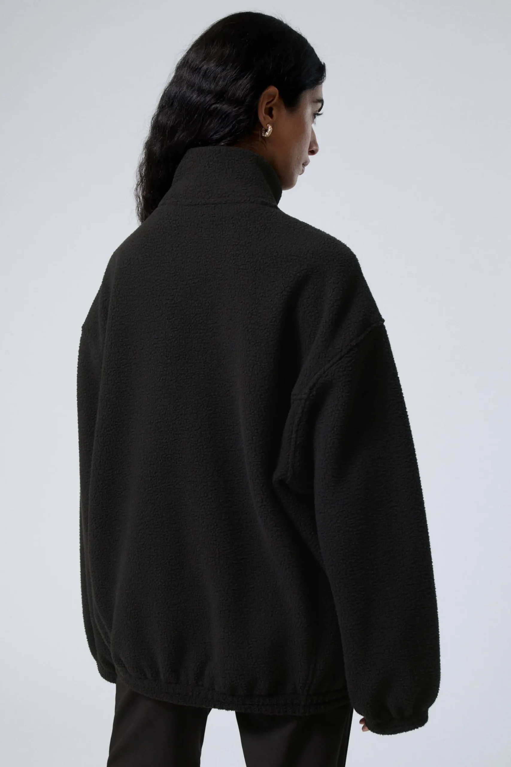 Weekday FLEECE ZIP JACKET black Hot