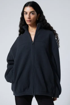 Weekday FLEECE ZIP JACKET navy blue Best