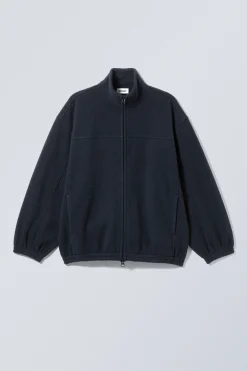 Weekday FLEECE ZIP JACKET navy blue Best