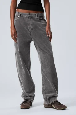 Weekday GALAXY LOOSE STRAIGHT CORD TROUSER washed black Cheap