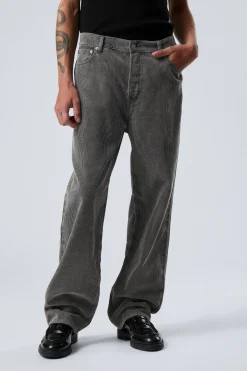 Weekday GALAXY LOOSE STRAIGHT CORD TROUSER washed black Cheap