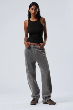 Weekday GALAXY LOOSE STRAIGHT CORD TROUSER washed black Cheap
