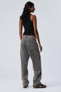 Weekday GALAXY LOOSE STRAIGHT CORD TROUSER washed black Cheap