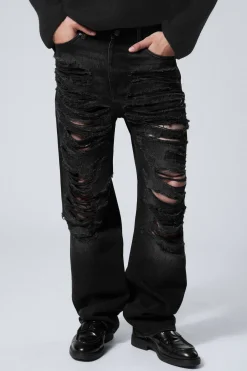 Weekday GALAXY LOOSE STRAIGHT DISTRESSED JEANS distressed black Cheap