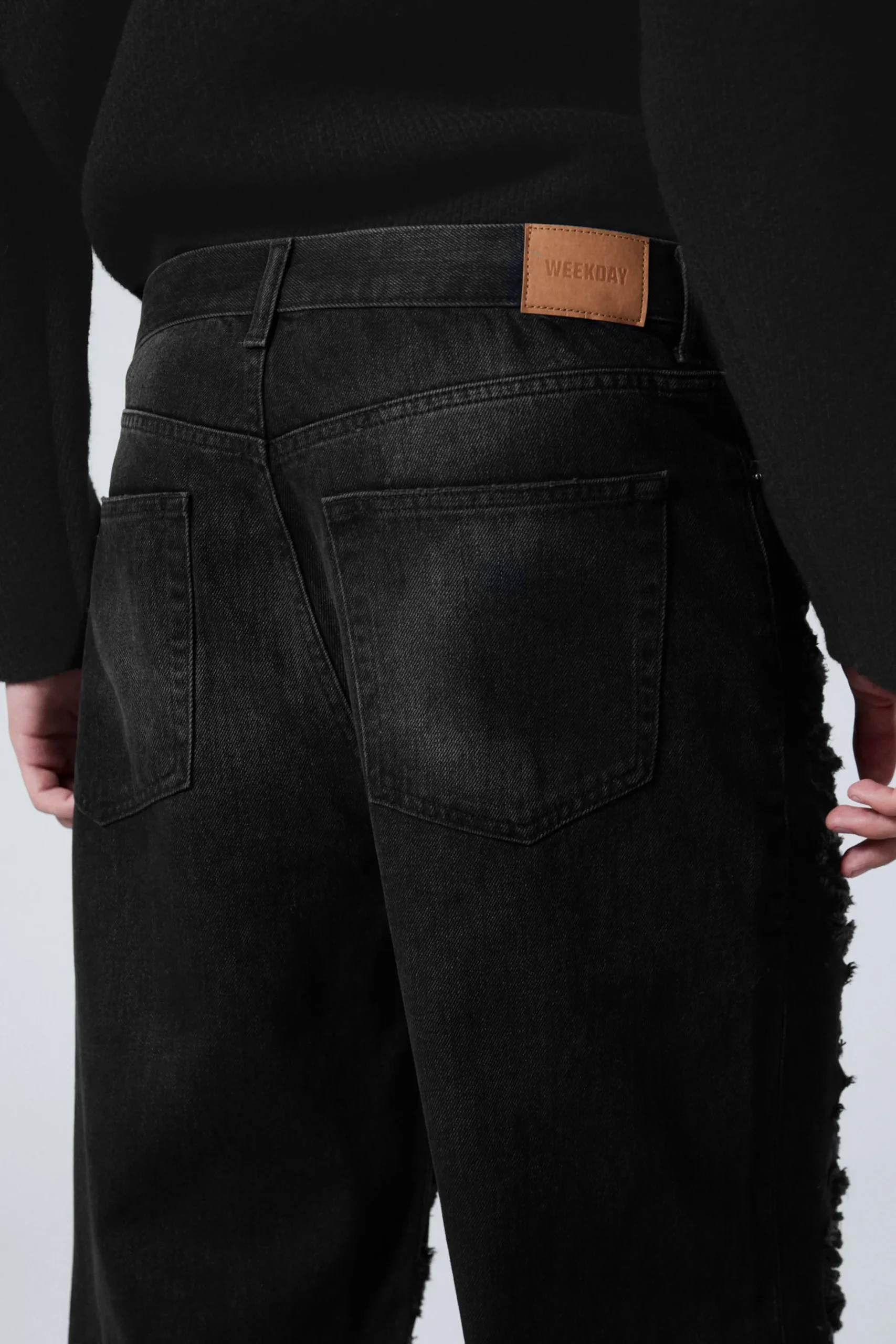 Weekday GALAXY LOOSE STRAIGHT DISTRESSED JEANS distressed black Cheap