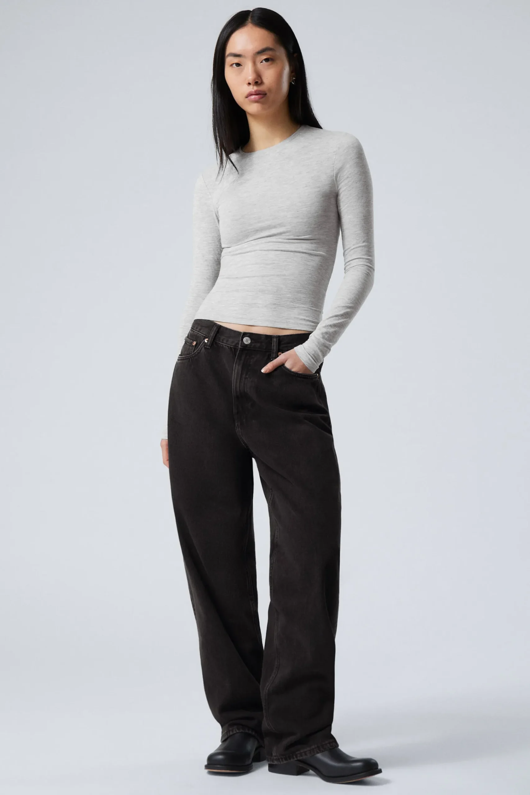 Weekday GALAXY LOOSE STRAIGHT LEG JEANS tuned black black Sale