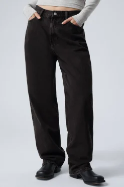 Weekday GALAXY LOOSE STRAIGHT LEG JEANS tuned black black Sale