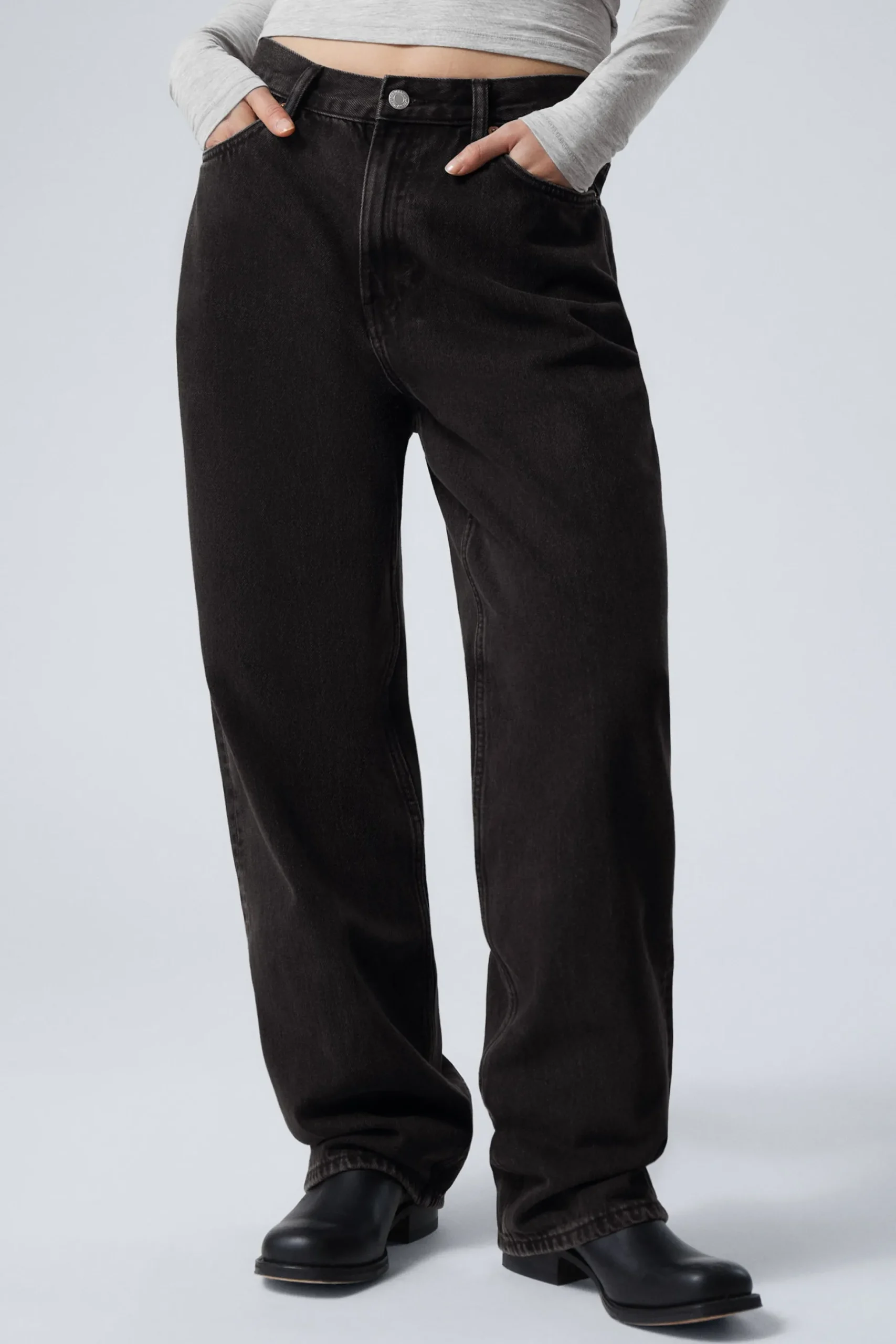 Weekday GALAXY LOOSE STRAIGHT LEG JEANS tuned black black Sale