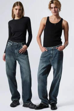 Weekday GALAXY LOOSE STRAIGHT LEG JEANS moss blue Discount