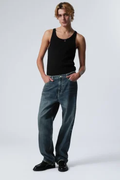 Weekday GALAXY LOOSE STRAIGHT LEG JEANS moss blue Discount