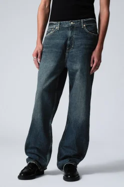 Weekday GALAXY LOOSE STRAIGHT LEG JEANS moss blue Discount