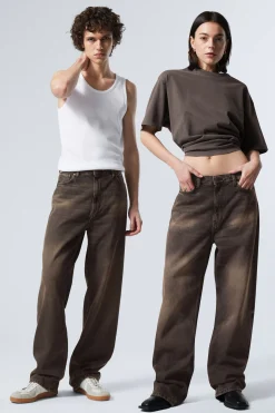 Weekday GALAXY LOOSE STRAIGHT LEG JEANS washed brown Flash Sale