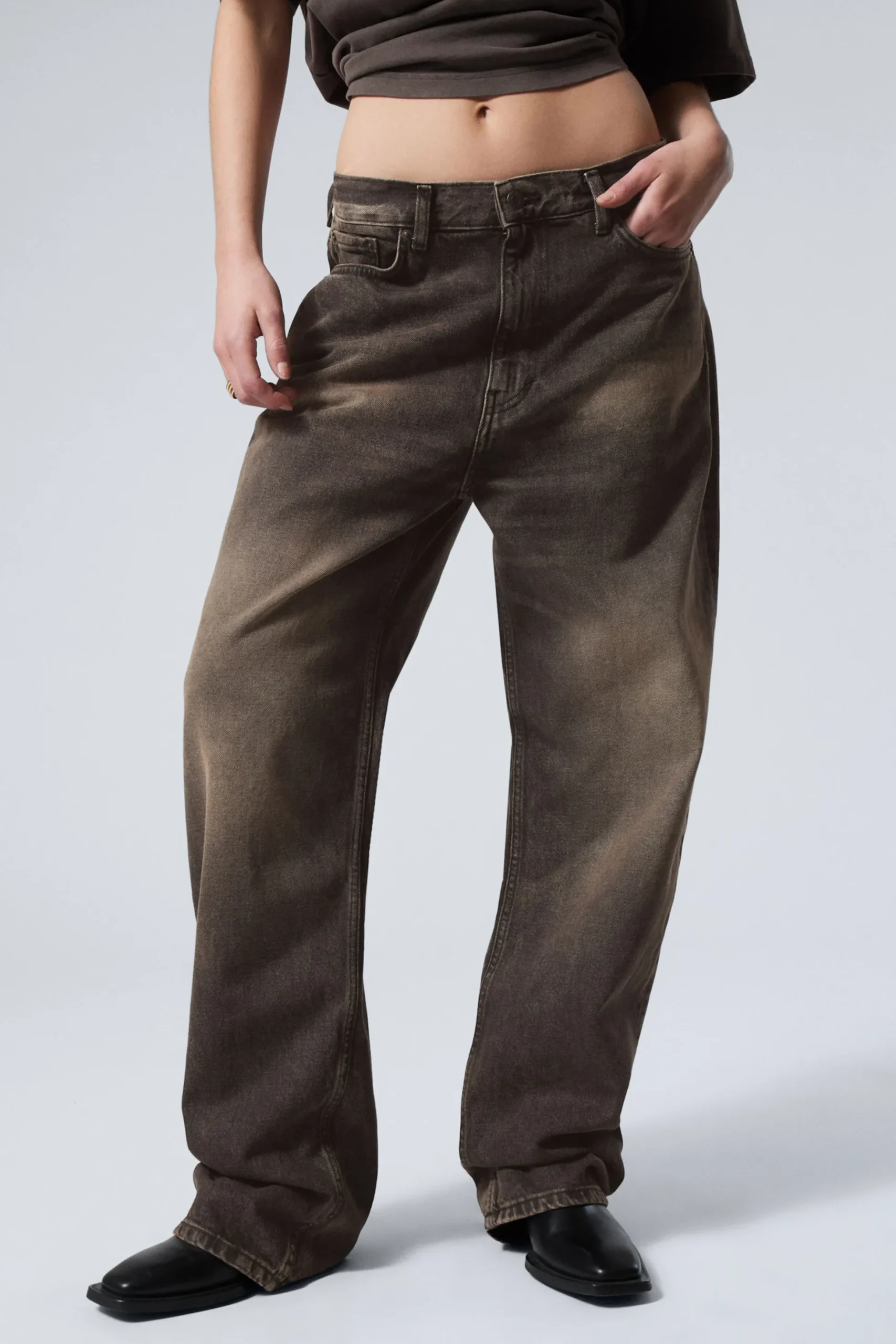 Weekday GALAXY LOOSE STRAIGHT LEG JEANS washed brown Flash Sale