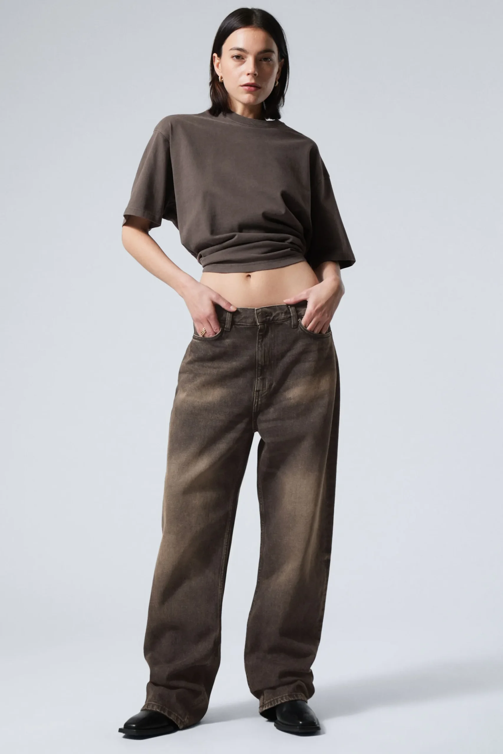 Weekday GALAXY LOOSE STRAIGHT LEG JEANS washed brown Flash Sale