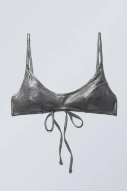 Weekday GLITTER BIKINI TOP dark glitter silver Discount
