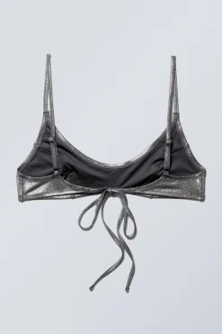 Weekday GLITTER BIKINI TOP dark glitter silver Discount