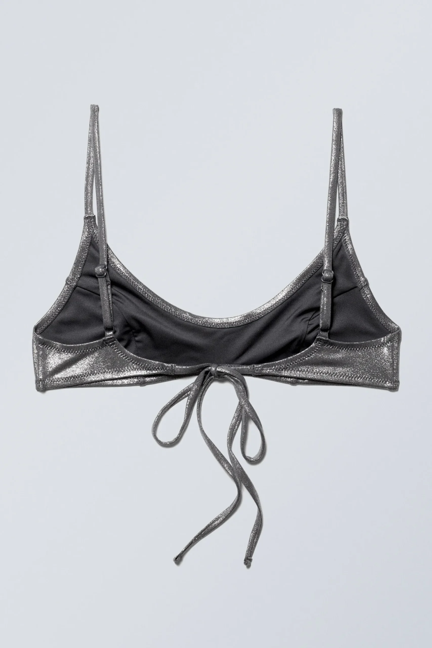 Weekday GLITTER BIKINI TOP dark glitter silver Discount