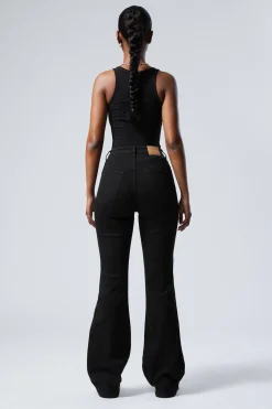 Weekday GLOW CURVE HIGH WAISTED REGULAR FLARED LEG JEANS black rinse black Outlet