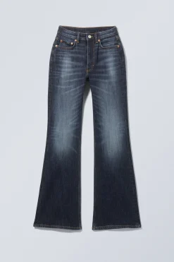 Weekday GLOW CURVE HIGH WAISTED REGULAR FLARED LEG JEANS vein blue dark blue Clearance