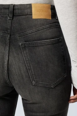 Weekday GLOW CURVE HIGH WAISTED REGULAR FLARED LEG JEANS black web black New