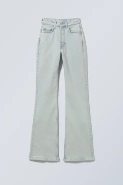 Weekday GLOW CURVE HIGH WAISTED REGULAR FLARED LEG JEANS snow blue light blue Online