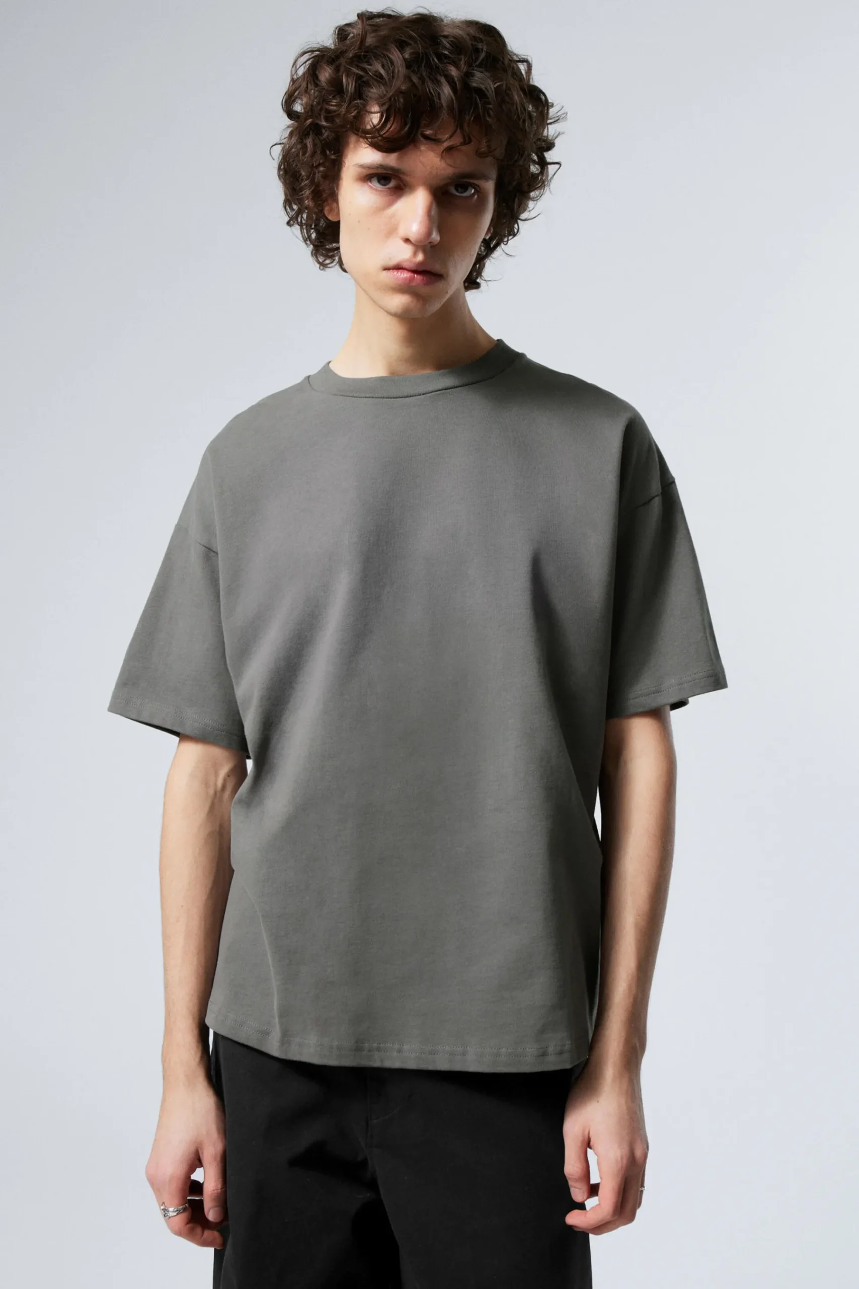 Weekday GREAT BOXY HEAVYWEIGHT T-SHIRT dark grey Best Sale