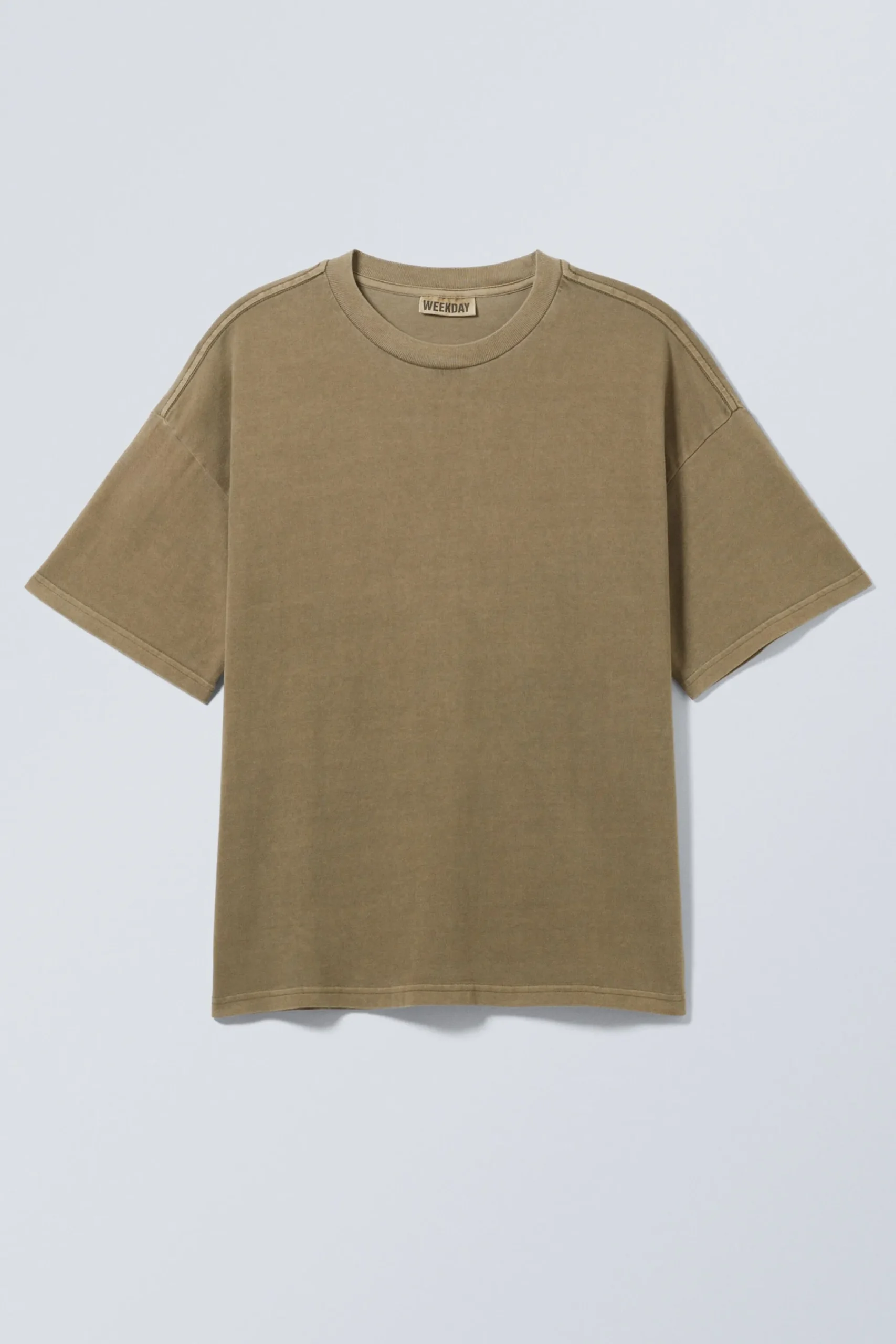 Weekday GREAT BOXY HEAVYWEIGHT T-SHIRT washed khaki green Sale
