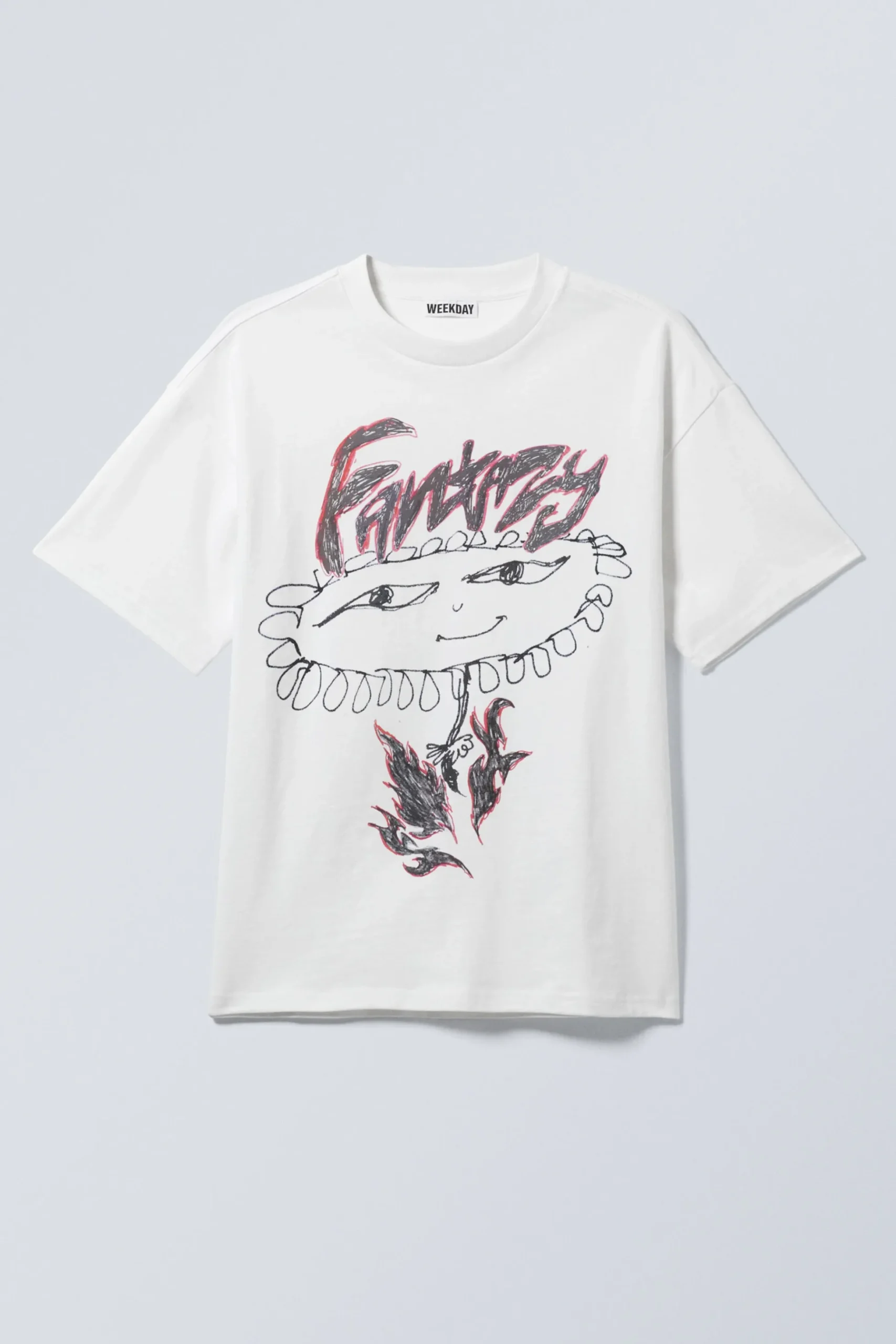 Weekday GREAT BOXY PRINTED GRAPHIC TEE white fantazy flower Shop