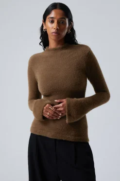 Weekday HAIRY MOCK NECK SWEATER brown Outlet