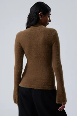 Weekday HAIRY MOCK NECK SWEATER brown Outlet
