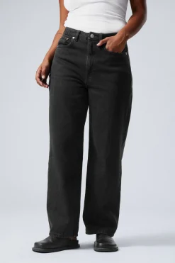 Weekday HALO CURVE HIGH WAISTED REGULAR WIDE LEG JEANS tuned black black Flash Sale