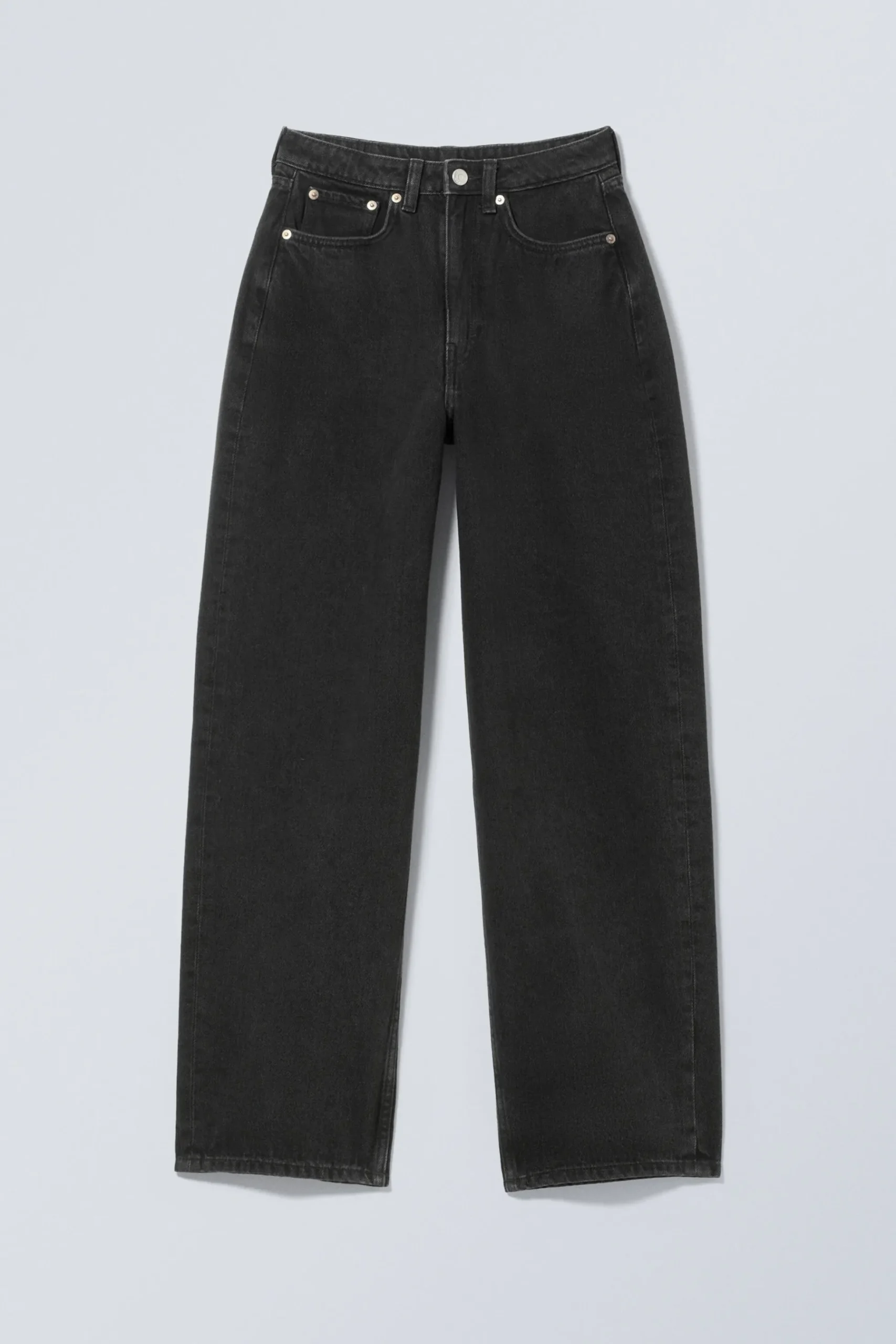 Weekday HALO CURVE HIGH WAISTED REGULAR WIDE LEG JEANS tuned black black Flash Sale