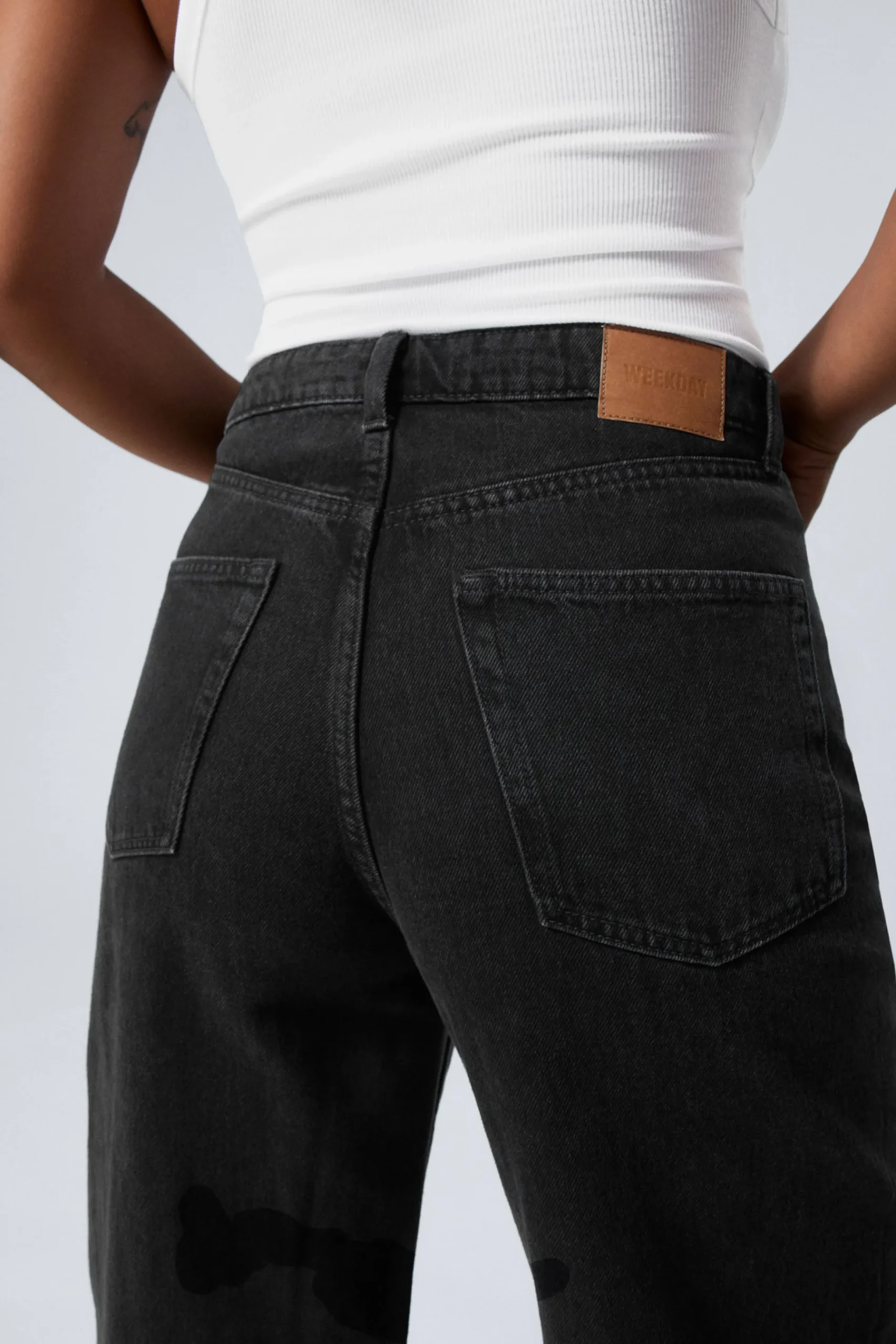Weekday HALO CURVE HIGH WAISTED REGULAR WIDE LEG JEANS tuned black black Flash Sale