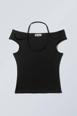 Weekday HALTERNECK SHORT SLEEVE TOP black Fashion
