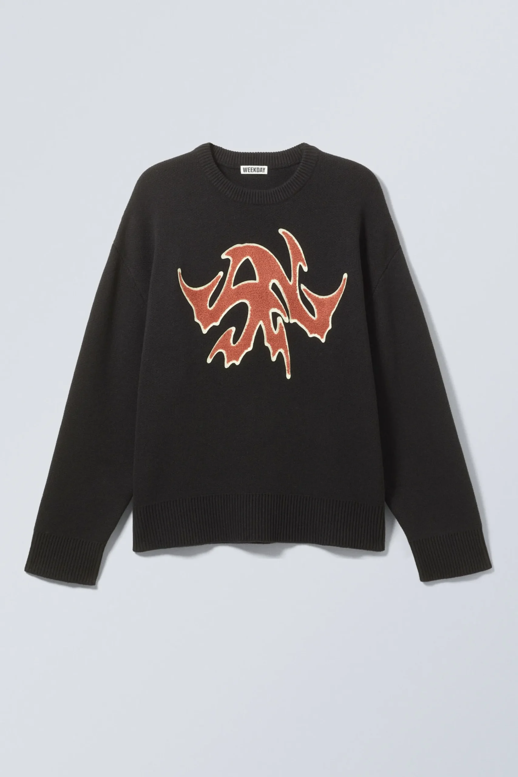 Weekday HEAVY-KNIT PATCH PRINT SWEATER black Flash Sale
