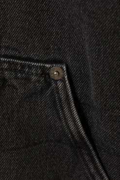 Weekday HOODED DENIM PILE JACKET black tie Best Sale