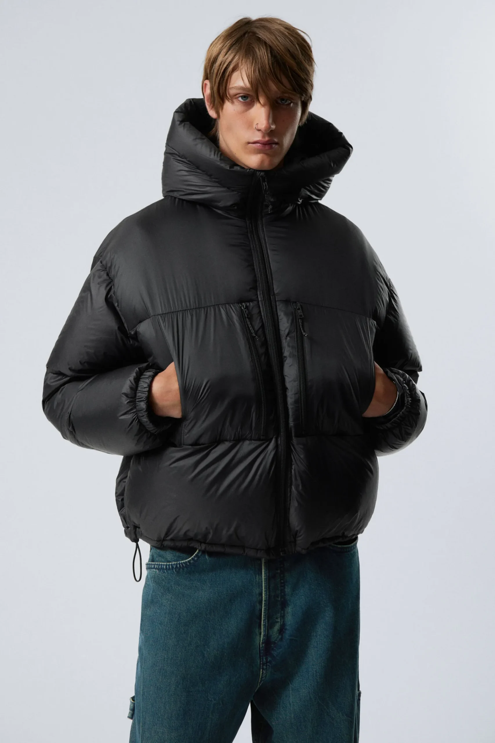 Weekday HOODED RECYCLED DOWN PUFFER JACKET black Store