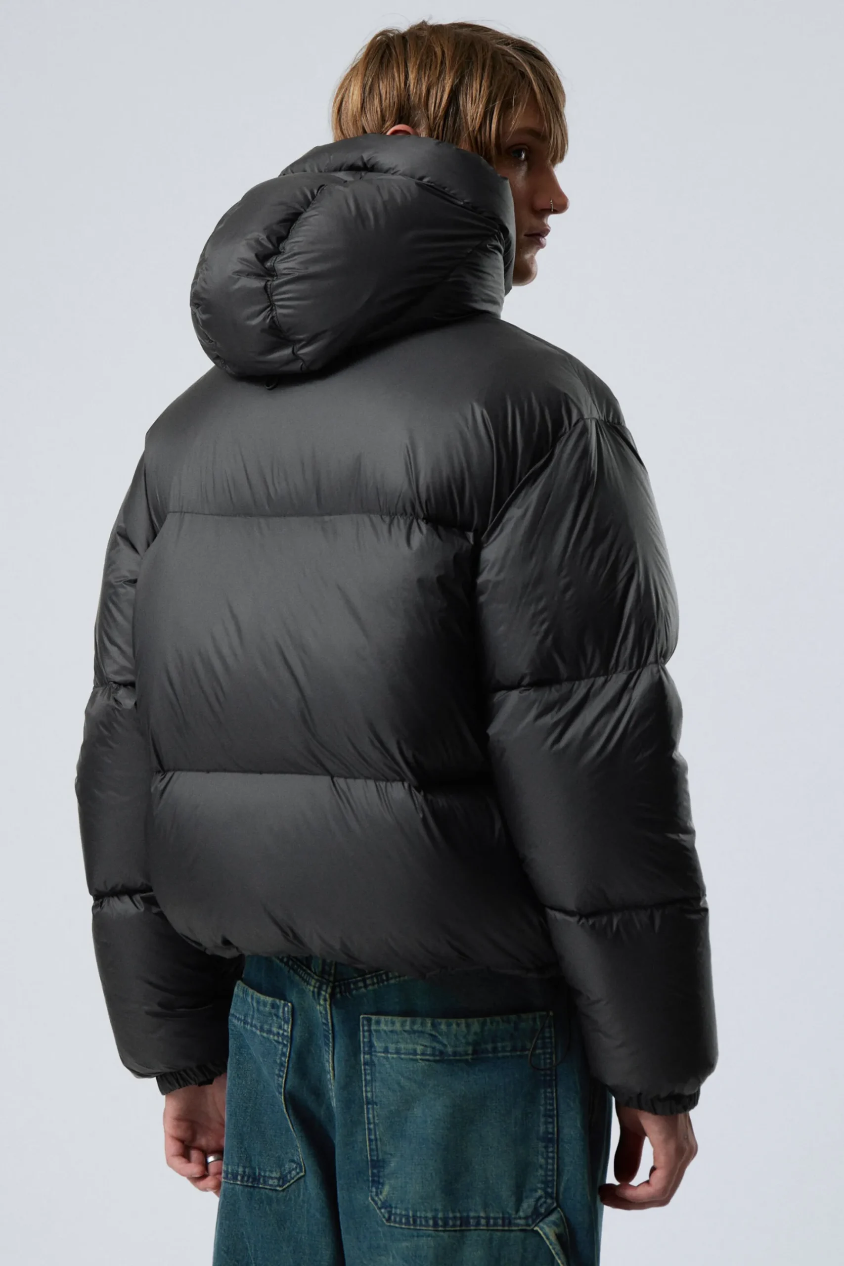 Weekday HOODED RECYCLED DOWN PUFFER JACKET black Store