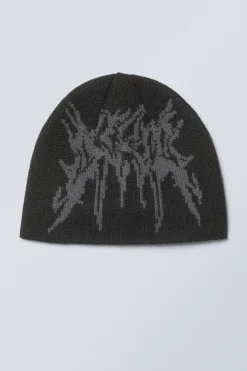 Weekday JACQUARD-KNIT BEANIE black Shop