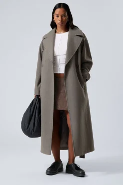 Weekday KIA OVERSIZED WOOL BLEND COAT taupe New