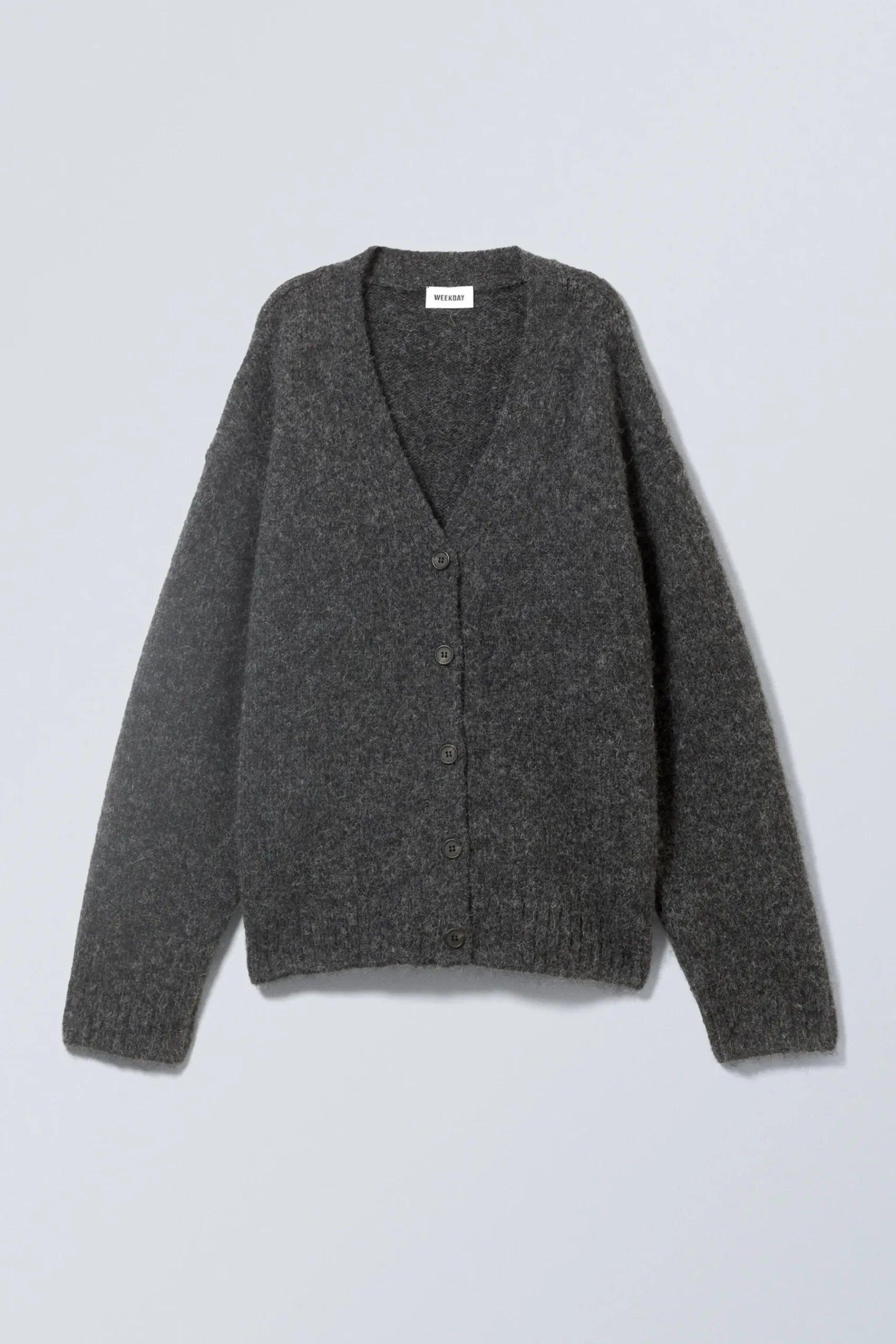 Weekday KNITTED SINGLE-BREASTED CARDIGAN dark grey melange Shop