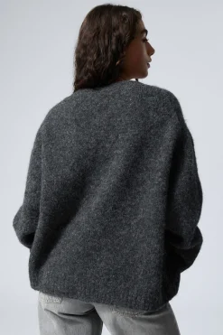 Weekday KNITTED SINGLE-BREASTED CARDIGAN dark grey melange Shop