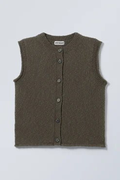 Weekday KNITTED SINGLE-BREASTED VEST dark greyish brown New