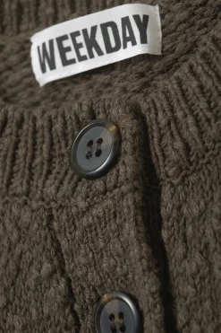 Weekday KNITTED SINGLE-BREASTED VEST dark greyish brown New