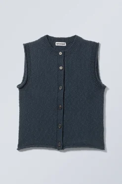 Weekday KNITTED SINGLE-BREASTED VEST dark navy blue Hot