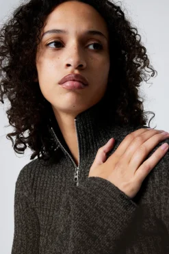 Weekday KNITTED ZIP CARDIGAN black Discount
