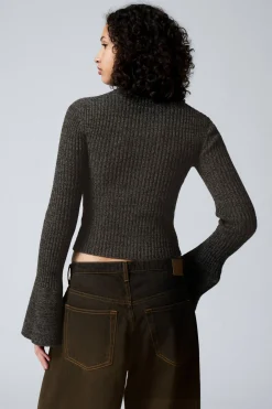 Weekday KNITTED ZIP CARDIGAN black Discount