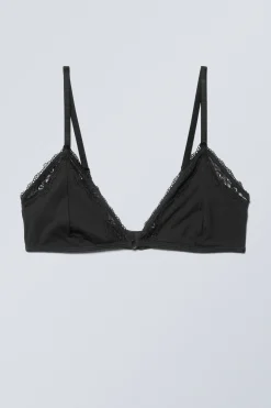 Weekday LACE COTTON TRIM BRA black Best