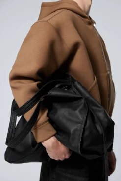Weekday LARGE FAUX LEATHER TOTE BAG black Flash Sale