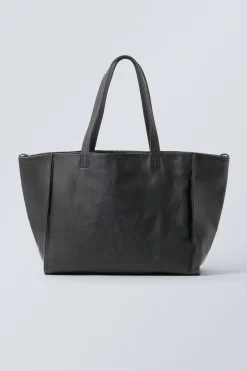 Weekday LARGE FAUX LEATHER TOTE BAG black Flash Sale